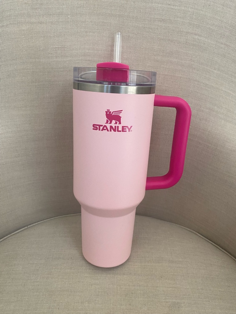 Stanley 40 oz Pink Tumbler with Hot Pink Handle